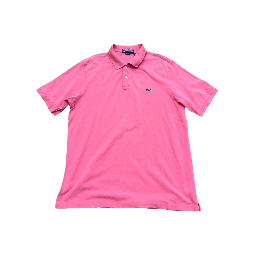 Vineyard Vines Polo Shirt Men's Large Short Sleeve Pink Whale Logo Pique